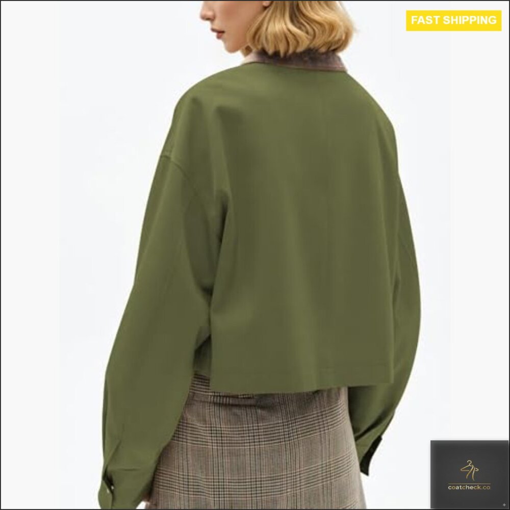 Cropped Utility Jacket Classic Retro Button Front… - image 3